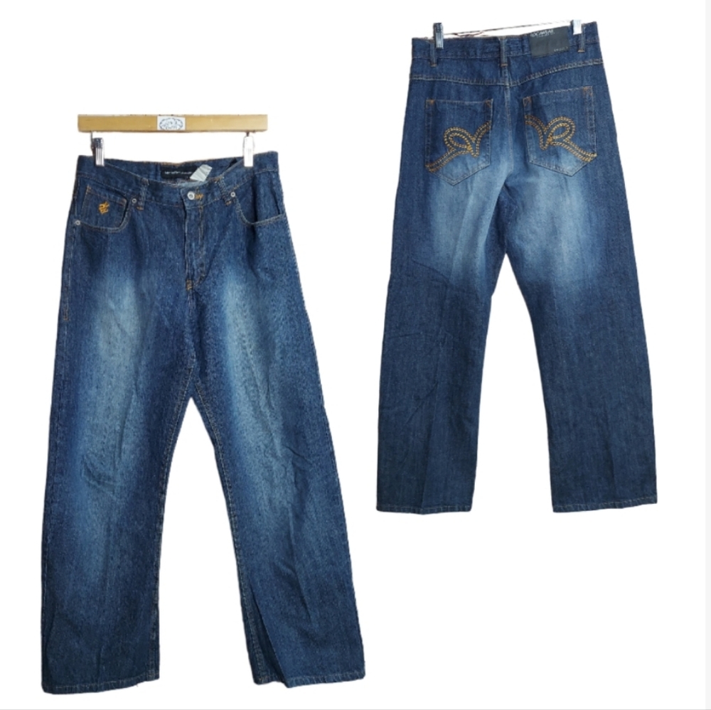 ROCAWEAR Embroidered Logo Pockets Denim Jeans